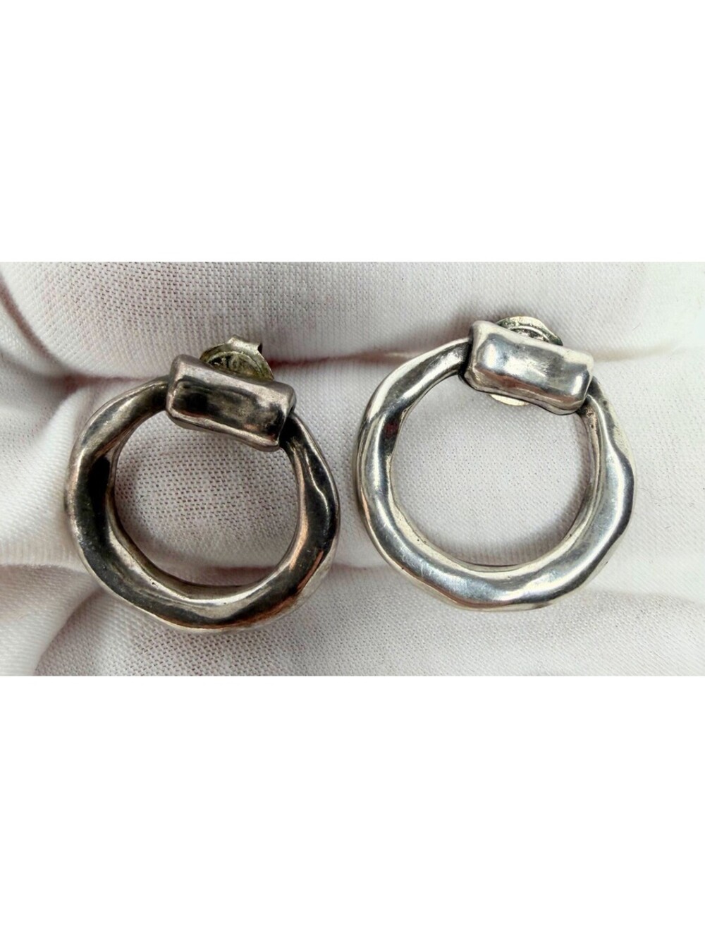 UNOde50 Hossegor Hoop Earrings Silver Plated Chunky Organic Statement Spain